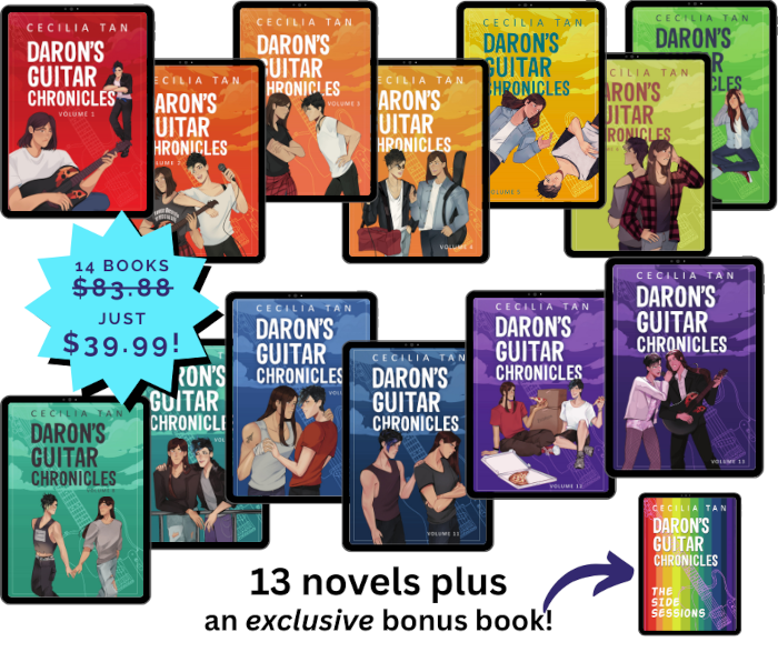 Colorful collage of ebooks in every color of the rainbow