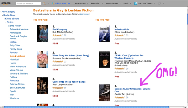 Daron at #3 on Amazon's gay bestseller list!